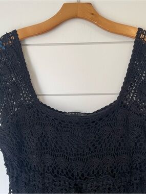 Kenneth Cole Black Crochet Midi Dress